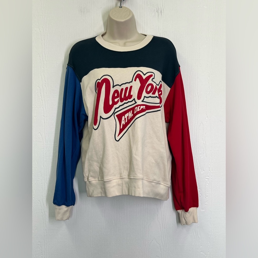 Free People -DayDreamer New York Athletic Dept Crewneck LongSleeve Sweatshirt XS - Picture 2 of 9